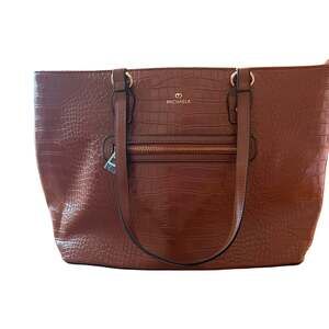 MICHAELA Women's Croc-Embossed 3-in-1 Tote Bag Set with Pouch and Clear Wristlet